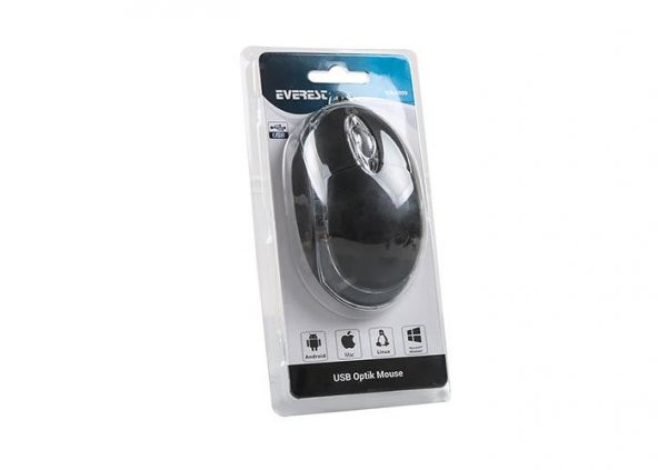 Everest Usb Siyah Işıklı Kablolu Optik Mouse 1200 Dpi - Resim 4