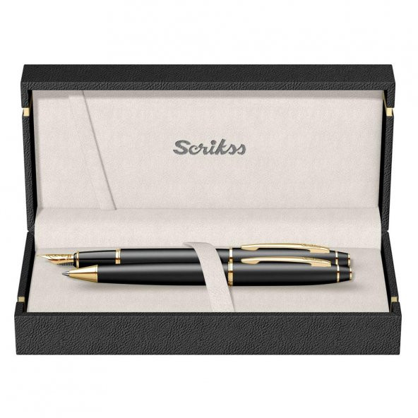 Scrikss 35 Dolma-Tükenmez Kalem Seti Mat Siyah Altın - 3
