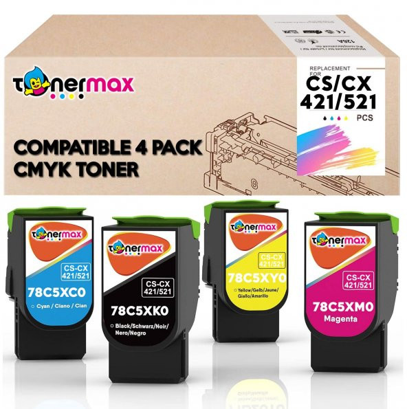 Lexmark CS421 Muadil Toner Set - Yüksek Kapasiteli / CS421 / CX421 / CS521 / CX521 / CS622 / CX622 / CS625 / CX625