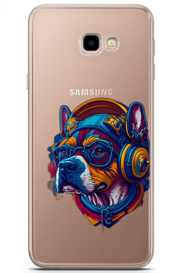 Samsung Galaxy J4 Plus Kılıf Seri Others 24 Kulaklıklı Köpek Şeffaf Darbe Emici Kılıf