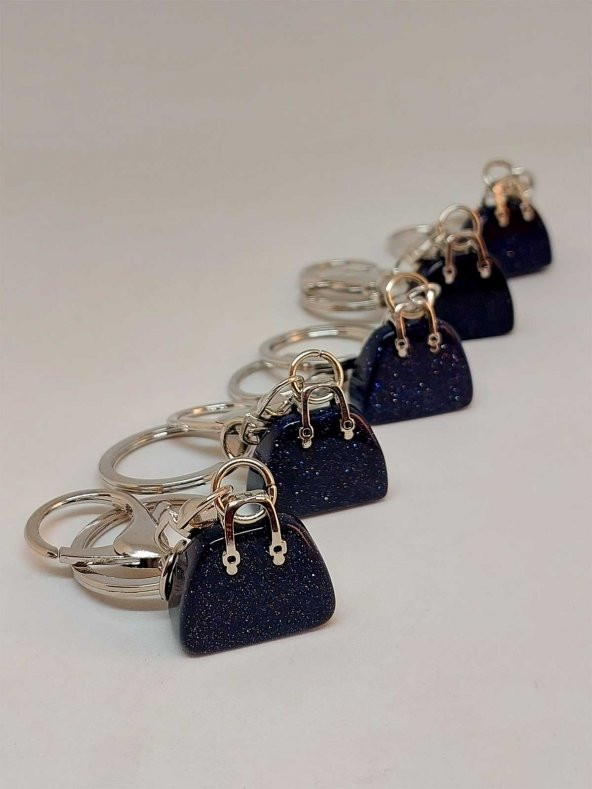 Çanta Şekilli Lacivert Yıldız Taşı AnahtarlıkKolye Ucu - 2