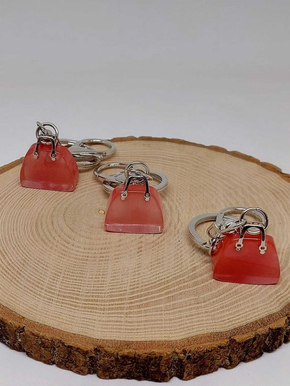 Çanta Şekilli Gül Kuvars Taşı Anahtarlık/Kolye Ucu