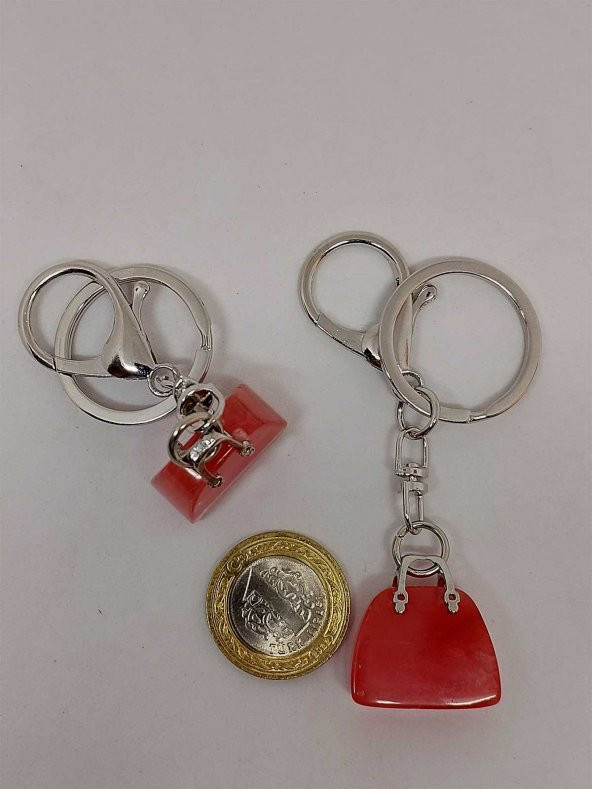 Çanta Şekilli Gül Kuvars Taşı Anahtarlık/Kolye Ucu - 2