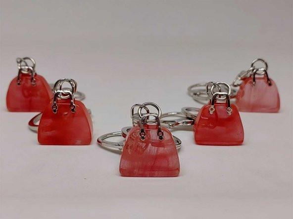 Çanta Şekilli Gül Kuvars Taşı Anahtarlık/Kolye Ucu - 5