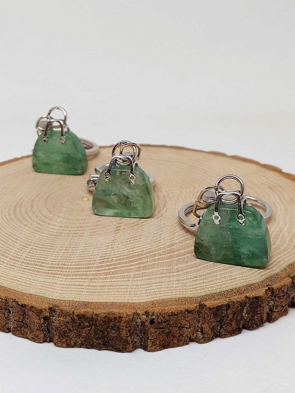 Çanta Şekilli Florit Taşı Anahtarlık/Kolye Ucu