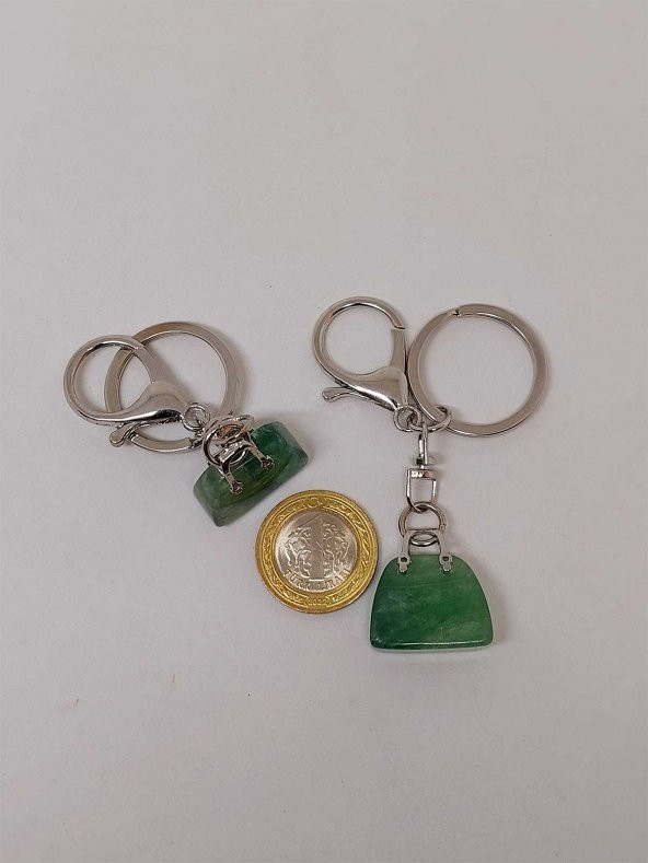 Çanta Şekilli Florit Taşı Anahtarlık/Kolye Ucu - 3