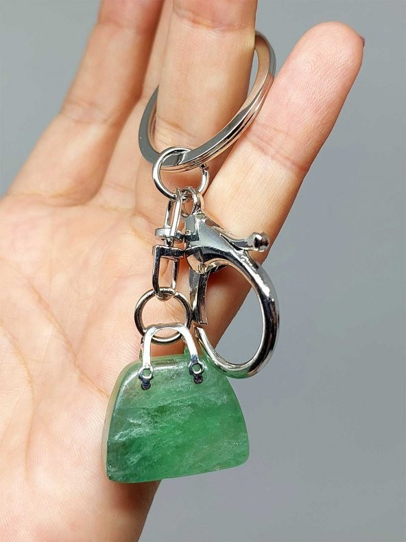 Çanta Şekilli Florit Taşı Anahtarlık/Kolye Ucu - 4