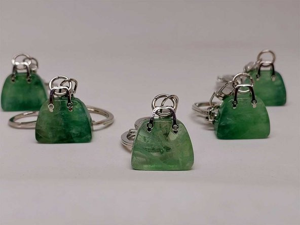 Çanta Şekilli Florit Taşı Anahtarlık/Kolye Ucu - 5