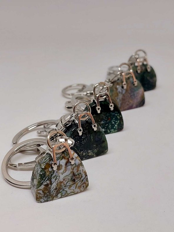 Çanta Şekilli Hint Akik Taşı AnahtarlıkKolye Ucu