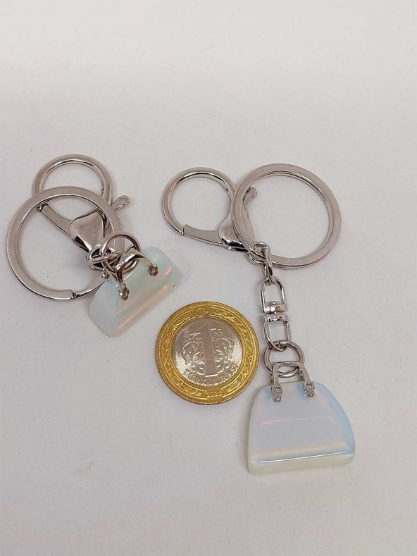 Çanta Şekilli Opalit Taşı Anahtarlık/Kolye Ucu - 2