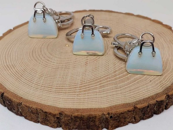 Çanta Şekilli Opalit Taşı Anahtarlık/Kolye Ucu - 3