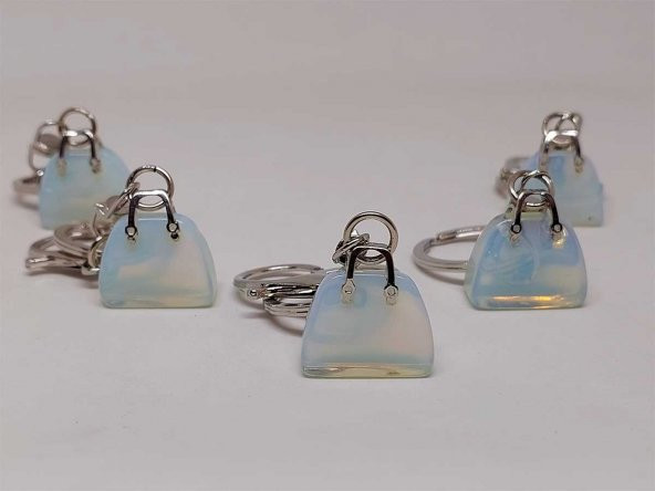 Çanta Şekilli Opalit Taşı Anahtarlık/Kolye Ucu - 5