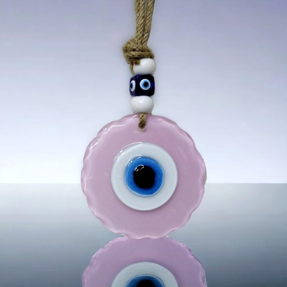 Papatya Şekilli Toz Pembe Renginde El Yapımı Cam Duvar Süsü Hediyelik Dekor - 3