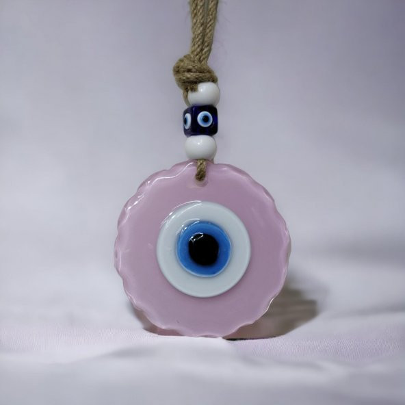 Papatya Şekilli Toz Pembe Renginde El Yapımı Cam Duvar Süsü Hediyelik Dekor - 5