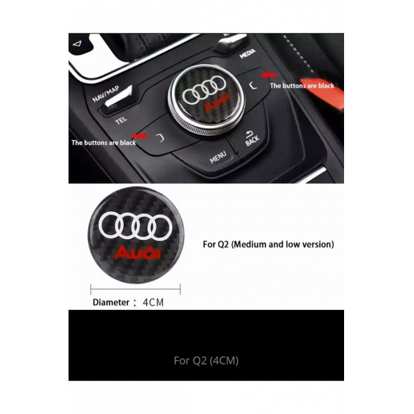 AUDI Q2 MODELİ 40 MM MULTIMEDYA DÜĞMESİ ÜZERİNE DAMLA STICKER ürün görseli