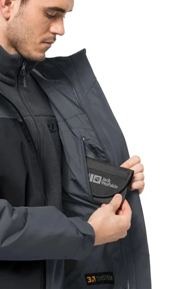Jack Wolfskin Taubenberg 3IN1 Erkek Su Geçirmez Outdoor Mont 1115311-6350 - Resim 5