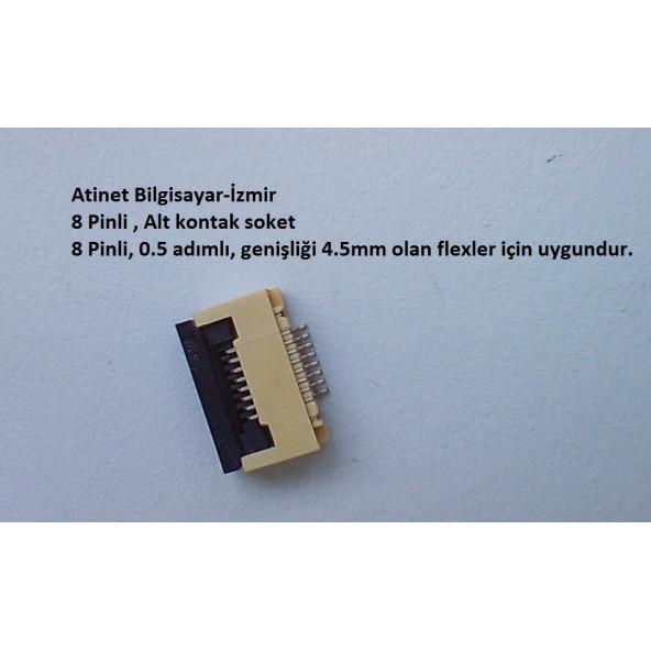 8 Pin 0.5 Adımlı Alt kontak Flex Soketi Flex Ffc Konnektörü 8-0.5-Alt