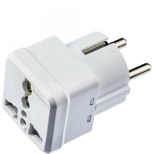 Tek-Iş 525744 Seyahat Adaptörü, Türk Erkek Fişli, Universal, Beyaz