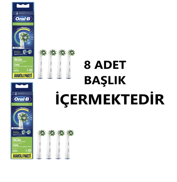 Oral-B Cross Action Clean Maximiser 8'li Diş Fırçası Başlığı