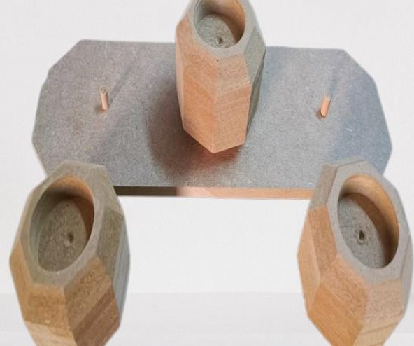 Hobi Adn 90247 Dekoratif Sekizgen Mumluk Ahşap MDF HAM CNC Kesim MODEL El Yapım