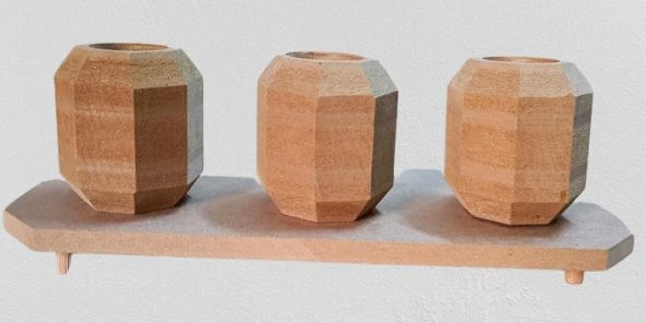 Hobi Adn 90247 Dekoratif Sekizgen Mumluk Ahşap MDF HAM CNC Kesim MODEL El Yapım - 4