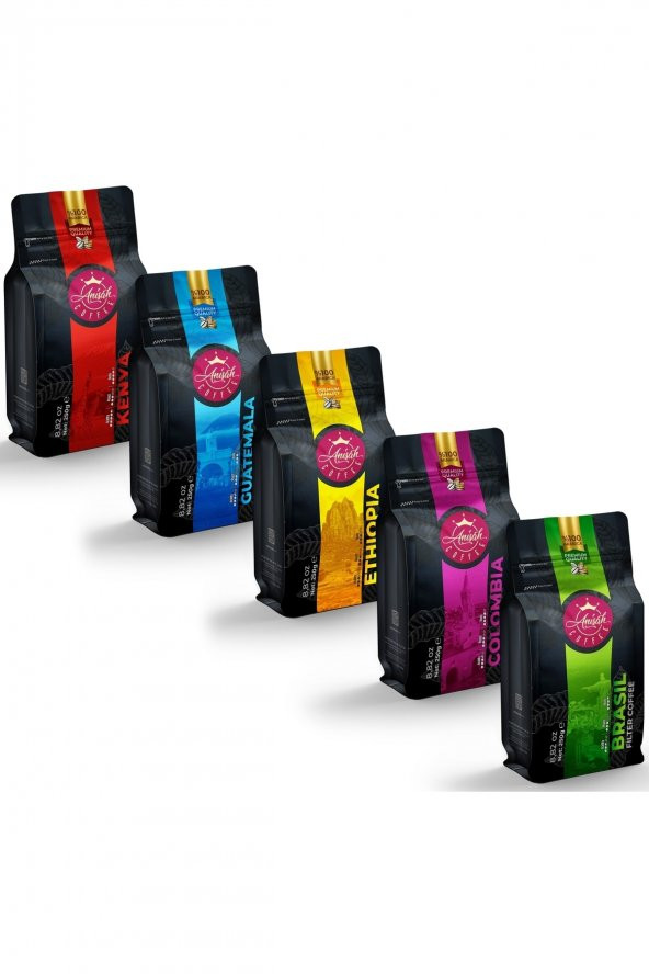 Anişah Dünya Filtre Kahve Seti Öğütülmüş 5x250 gr - 5li Paket