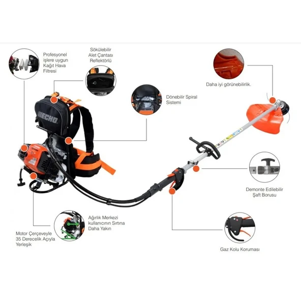 Echo Rm 520 Es Motorlu Sırt Tırpan 2.94 Hp - 2