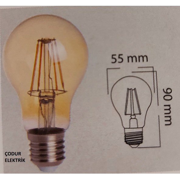 Osaka Light 4Watt Bal Rengi E27Duylu 2500Kelvin Gold Flamanlı Rustik Led 420Lümen Ampul A++Enerji - 2