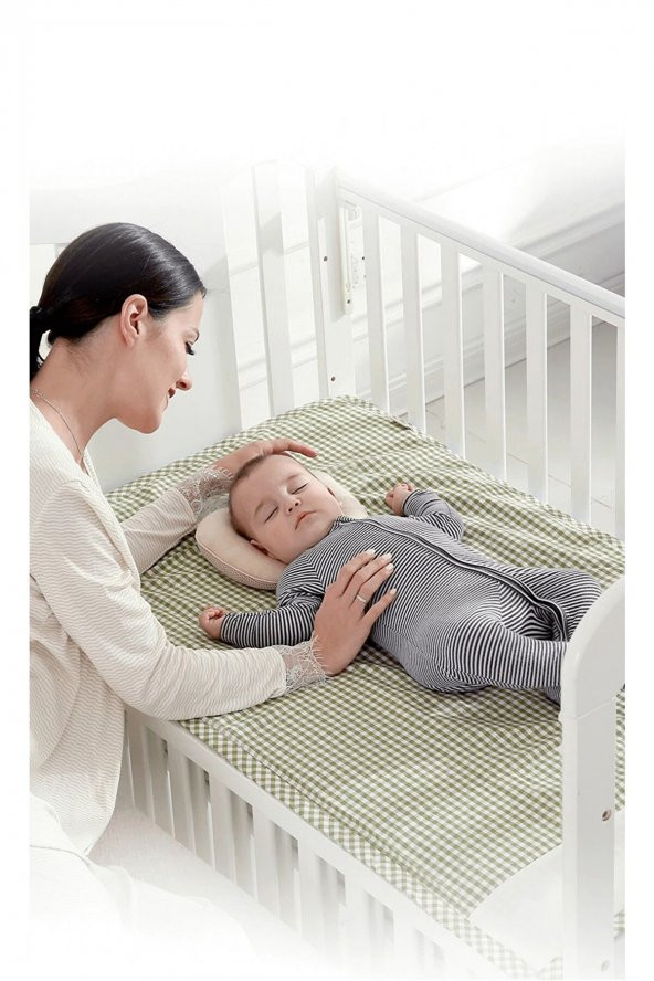 Kafa Yastığı Mavi Bebek Kafa Yastığı, Düz Kafa Yastık, Bebek Yastığı, Organik Pamuk Kumaş - 3