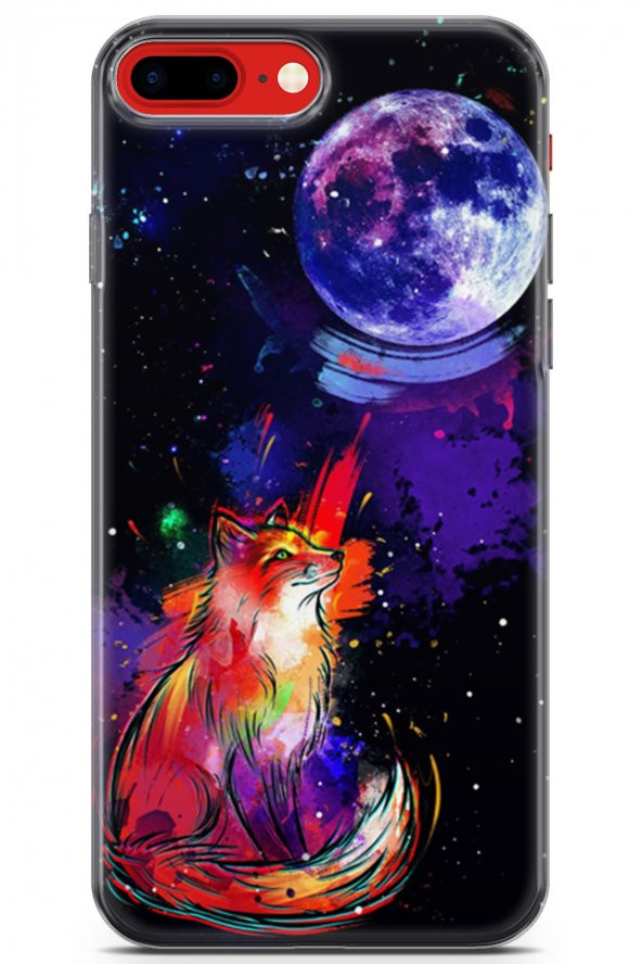 Apple iPhone 7 Plus - 8 Plus Kılıf Seri Moon 01 Kurt Ay Telefon Kılıfı Mor - 1