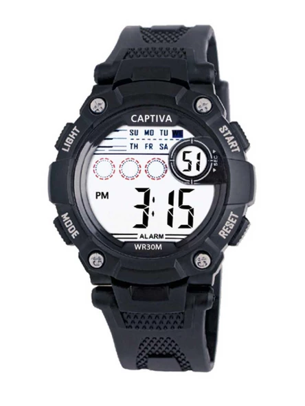 Captiva Digital 30 mt Suya Dayanıklı Işıklı Alarmlı Kronometreli Takvimli Slikon Kordonlu Çoçuk Kol Saati