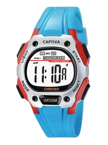 Captiva Digital 30 mt Suya Dayanıklı Işıklı Alarmlı Kronometreli Takvimli Slikon Kordonlu Çoçuk Kol Saati - 4