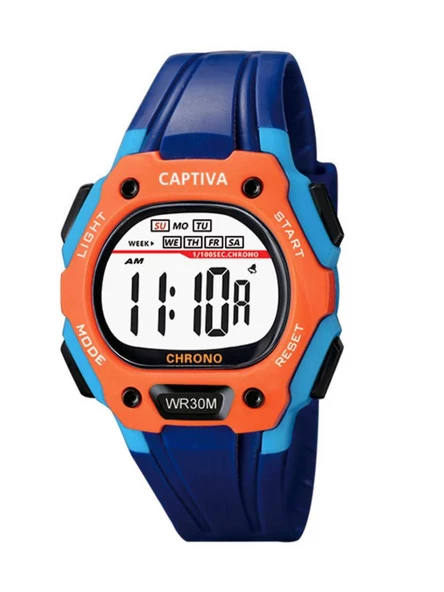 Captiva Digital 30 mt Suya Dayanıklı Işıklı Alarmlı Kronometreli Takvimli Slikon Kordonlu Çoçuk Kol Saati