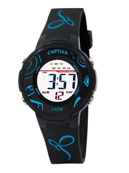 Captiva Digital 30 mt Suya Dayanıklı Işıklı Alarmlı Kronometreli Takvimli Silikon Kordonlu Çoçuk Kol Saati