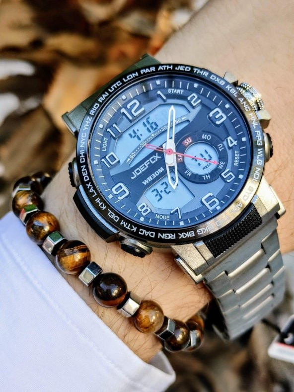 Joefox Digital & Analog Kronometre+Takvim+Alarm+Aydınlatma Erkek Kol Saati +Bileklik JOE-012-A