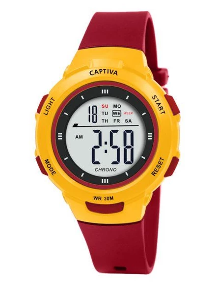 1907FB-Sarı-Lacivert Digital 3 Atm Suya Dayanıklı Takvim-Kronometre Alarm Silikon Kordonlu Kol Saat - 2