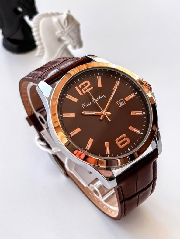 800411F10K Pierre Cardin Deri Kordon Erkek Kol Saati 30 Mt Su Gecirmez + Kaplan Gözü Bileklik - Resim 3