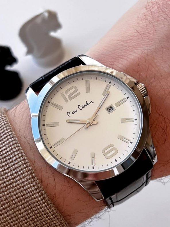 800411f09SB Pierre Cardin Deri Kordon Erkek Kol Saati 30 Mt Su Gecirmez + Kaplan Gözü Bileklik ürün görseli