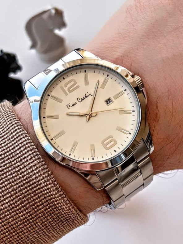 800411F02Z Pierre Cardin Çelik Kordon Erkek Kol Saati 30 Mt Su Gecirmez Kaplan Gözü Bileklik Hediye ürün görseli