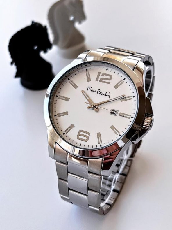 800411F02Z Pierre Cardin Çelik Kordon Erkek Kol Saati 30 Mt Su Gecirmez Kaplan Gözü Bileklik Hediye - Resim 3