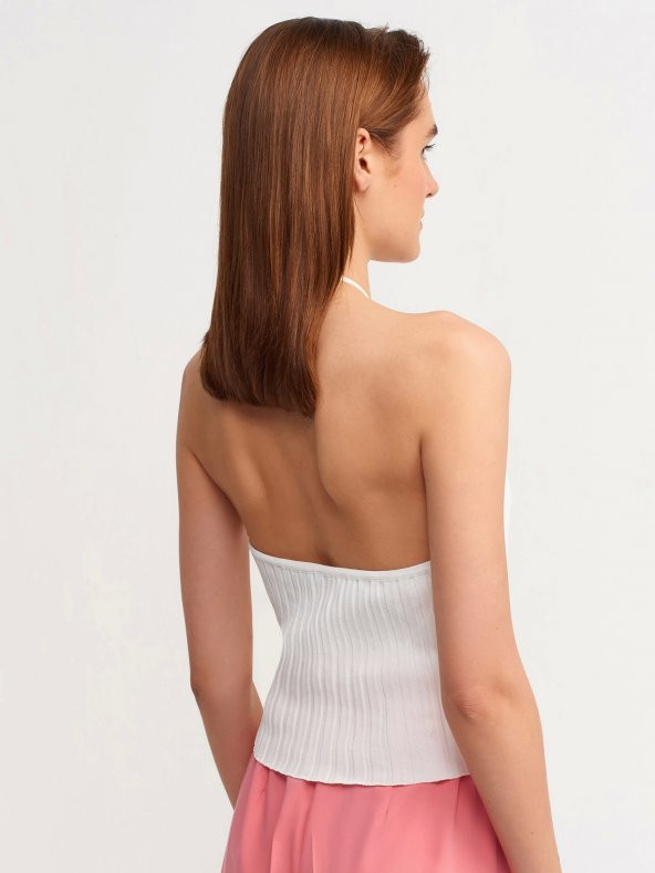 10204 Çapraz Bağcıklı Triko Atlet-ekru - 2