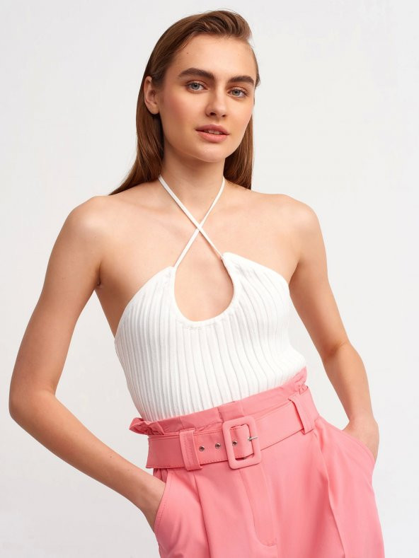 10204 Çapraz Bağcıklı Triko Atlet-ekru - 3