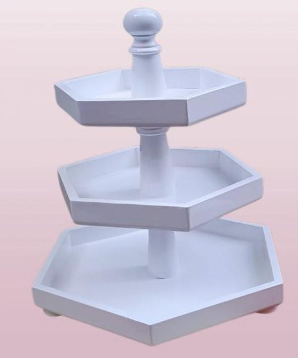 Hobi Adn 90248 Dekoratif Sunumluk Kuruyemişlik MDF Parlak Beyaz MODEL El Yapım - 2