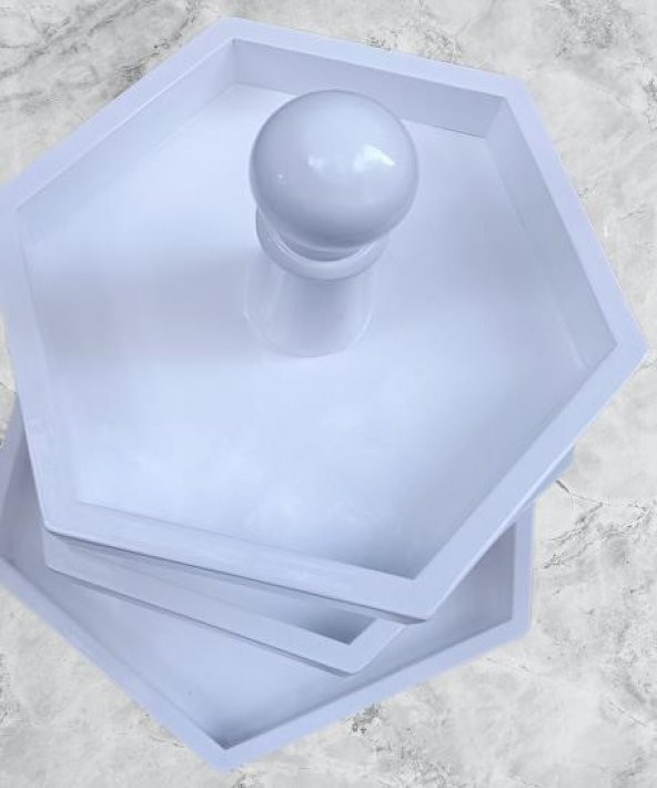 Hobi Adn 90248 Dekoratif Sunumluk Kuruyemişlik MDF Parlak Beyaz MODEL El Yapım - 3