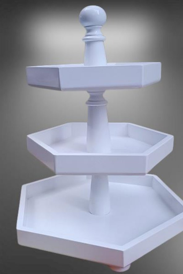 Hobi Adn 90248 Dekoratif Sunumluk Kuruyemişlik MDF Parlak Beyaz MODEL El Yapım - 5