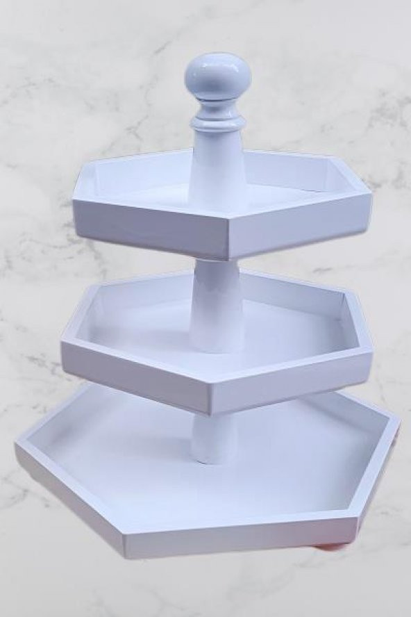 Hobi Adn 90248 Dekoratif Sunumluk Kuruyemişlik MDF Parlak Beyaz MODEL El Yapım - 6