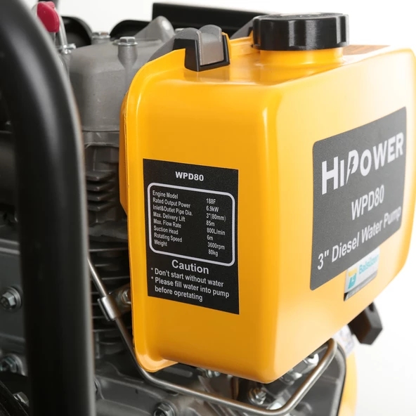 HIPOWER WPD80 Yüksek Basınçlı Dizel İpli 3" Su Motoru 13 Hp - 4