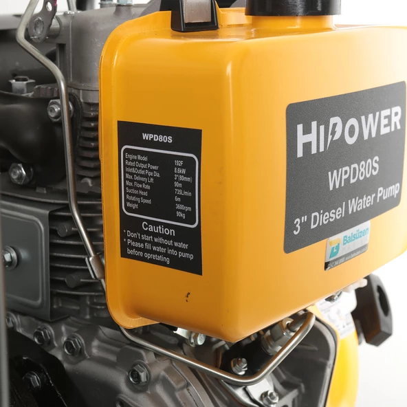 HIPOWER WPD80S Yüksek Basınçlı Dizel İpli 3" Su Motoru 15 Hp - 4