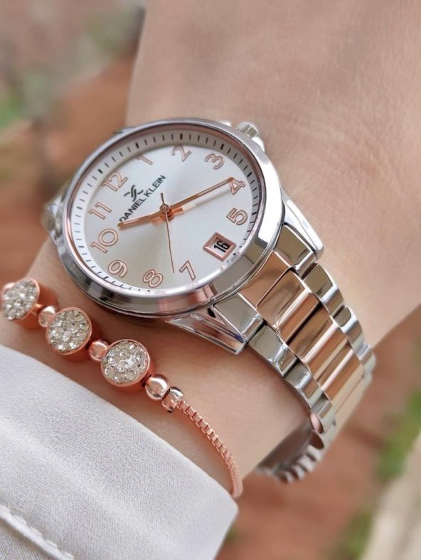 DKE.1.10267-6 Daniel Klein Çelik Kordon 30 Mt Suya Dayanıklı Kadın Kol Saati+Bileklik - Resim 2