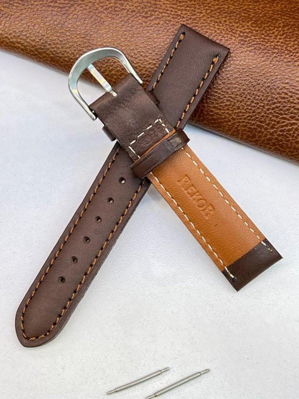 Nstime Hakiki Deri Anti Allergic 18mm Kahverengi Saat Kordonu - Resim 2